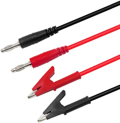 2 Stuks 15A 4mm Banaan Plug naar Alligator Clip Testkabel Rood Zwart