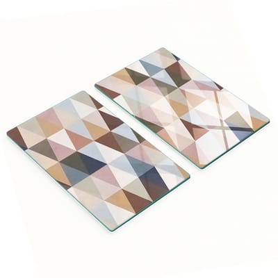 Glazen snijplanken voor in de keuken met grafisch geometrisch patroon, 2x30x52 cm