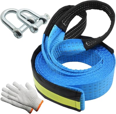Sleepkabel - Trekriem - Noodherstel - Hoge sterkte - 5 meter 8 ton - Zwart