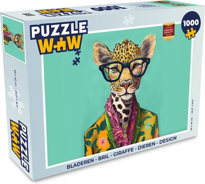 Puzzel Bladeren - Bril - Giraffe - Dieren - Design - Legpuzzel - Puzzel 1000 stukjes volwassenen