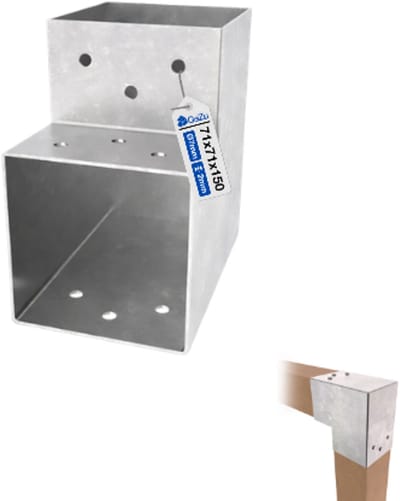 GeZu Impex L Paalverbinder voor pergola 71 × 71 mm – Thermisch Verzinkt