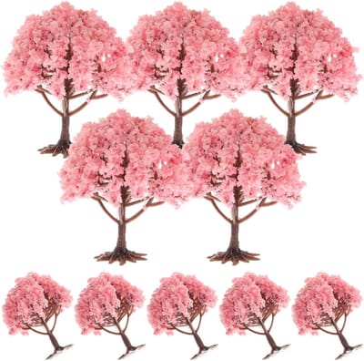 10 Stuks Miniatuur Bloemenboom Model voor Landschapsarchitectuur - Kersenbloesem Nepp bomen voor DIY Sand Table en Handgemaakte Model Decoratie