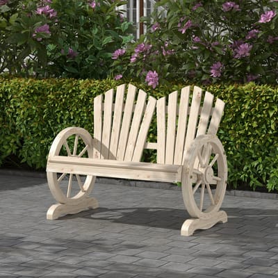 MODFU - Tuinbank - 2-Zits - Rustiek - Voor Tuin Of Terras - Hout - Naturel - 108 X 66 X 95 Cm