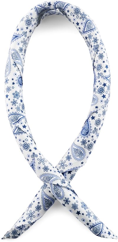 Zijden halsdoek met wit en blauw paisleymotief
