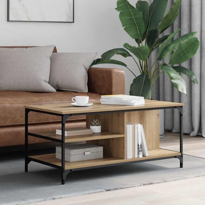 vidaXL - Salontafel - Artisan - Eiken - 100 - x - 50 - x - 45 - cm - Bewerkt - hout