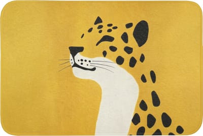 Badmat 90x60 cm - Antislip - Cheetah - Illustratie - Geel - Badmatten voor badkamer - Badkamermat - Douchemat - Badkamer mat