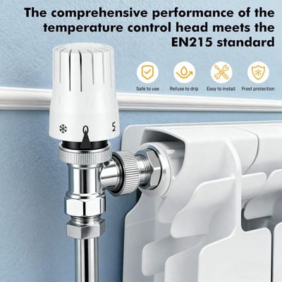 Dailygoods- Thermostatische Ventielen met Vorstbescherming - M30 x 1,5 - Verstelbare Thermostaat - Hittebestendig - Duurzaam - Glad Oppervlak - Radiatorkraan