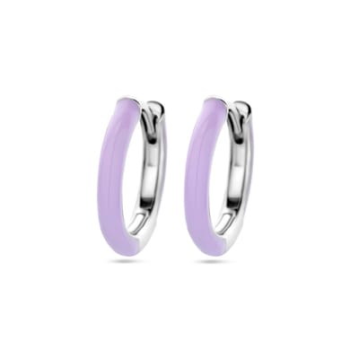 Zilver Gerhodineerd Klapoorringen Paars Emaille 1338680