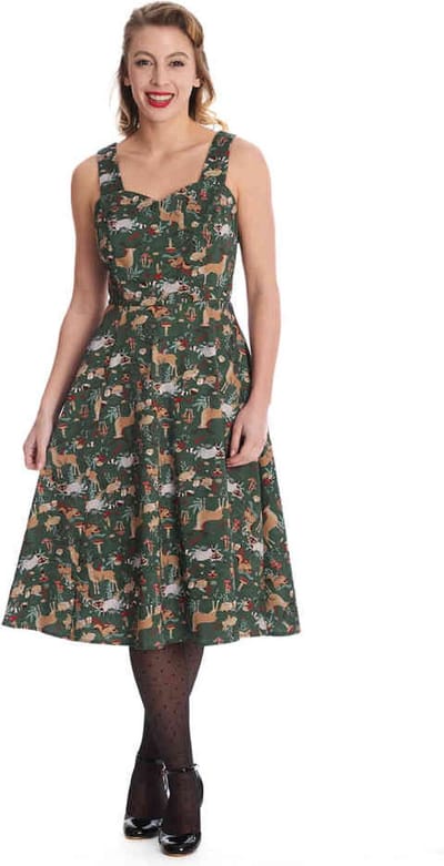 Banned - Woodland Creature Flare jurk - 3XL - Groen