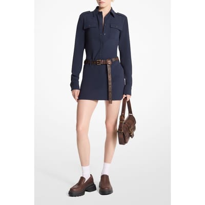 Michael Kors Fitted Army Shirt In Navy Size: XXS | Button-Down Shirts Outlet | Dames | Blauw