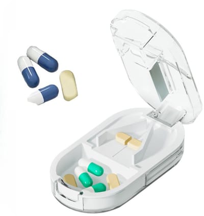 Pillensnijder met Opbergvak – Medicijn Doosje - Tabletensnijder - Multifunctionele tablettensnijder, pillenorganizer voor kleine of grote – Waterdicht - LOUZIR