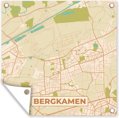 Tuin poster Bergkamen - Vintage - Plattegrond - Kaart - Stadskaart - 200x200 cm - Tuindoek