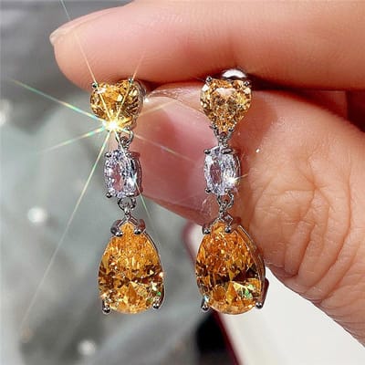 POMOiii Eenvoudige Elegante Druppels Oorbellen Voor Vrouwen Bruiloft Liefde Accessoires Esthetische Dame Hangende Oorbellen Chique Cadeau Mode Sieraden geel