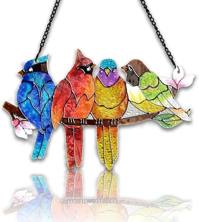Decoratieve raamhangers - Glas in Lood Raamdecoratie -Zonnevange - Hangende Raamdecoratie - Huisdecoratie - Raamdecoraties - Woondecoratie - Acryl hangers - Zonlichtval van gebrandschilderd glas - Cadeaus voor vogelliefhebbers