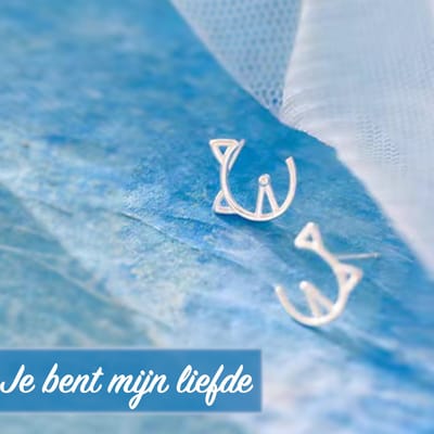 Gading® dames meisje Oorknoppjes met zilveren kat- 10mm* 10mm Oorknoppen- zilver 925