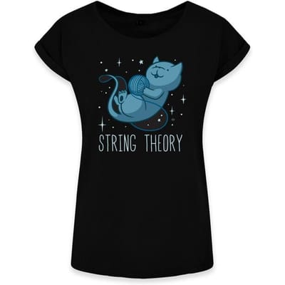 Goodie Two Sleeves - Fun T-shirt - String Theory - S - voor Vrouwen - zwart