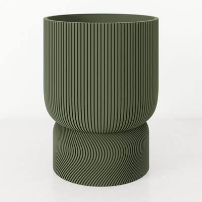 Fleuriek - hoge plantenpot van bio plastic - Japandi Living - Moderne Japandi Decoratie - Ø12 cm Groen