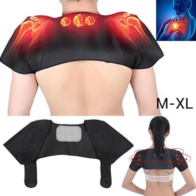 Protège-épaules auto-chauffant Coussin de thermothérapie Ceinture de maintien pour soulager les douleurs musculaires du corps Soins de santé noir