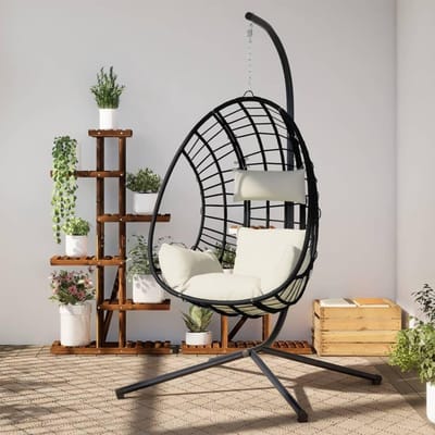 Egg Hangstoel - Hangstoel met Standaard - Chair voor Binnen en Buiten - Hangmeubel