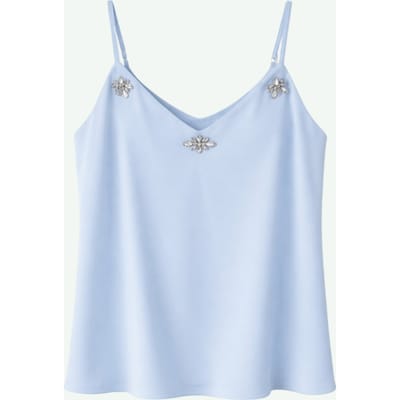 top met bandjes vrouw blauw