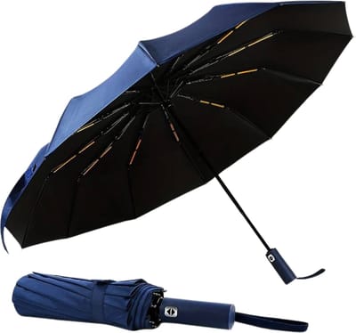 Nivard Windproof Paraplu - Opvouwbaar - Moderne Stormparaplu - Stormproef - Automatisch Uitklapbaar - Umbrella - Blauw