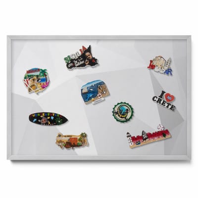 Tulup Magneetbord met Zilveren Frame - Grijs Magneetbord met Ontwerpen - 60 cm x 40 cm - 3D geometrische achtergrond - Magneetbord met Effen Frame - Magnetisch Bord Decoratief - Magneetbord Multifunctioneel