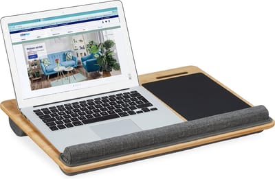 Laptopkussen - Houten Afwerking - Handgreep - Muismat - 2 houders - Schoottafel Laptop