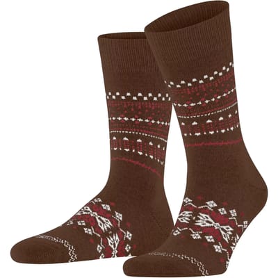 FALKE Sky Limit gedessineerd wol viscose kasjmier sokken heren bruin - maat 39-42