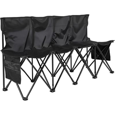 Banc pliant portable, banc de football pliant 4 places avec poches latérales et sac de transport, siège léger de bord de touche avec dossier pour le football,