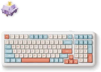 MCHOSE K99 Horizon Orange Hyacinth Wireless Gasket Mount Mechanical - Bedraad, Bluetooth en 2.4GHz draadloos - QWERTY (US) - Hyacinth Switches - Oranje