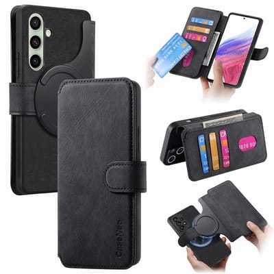 CaseNeo Hoesje - Geschikt voor Samsung Galaxy S24 FE Hoesje - CaseNeo 2-in-1 Book Case & Back Cover - Zwart