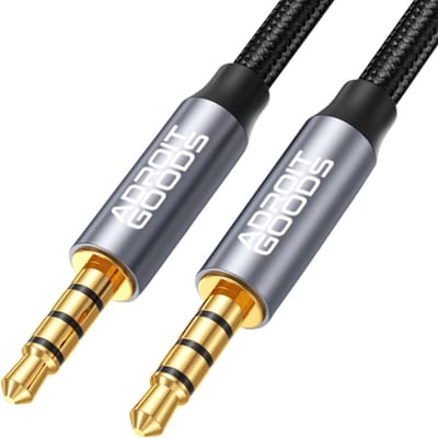 AdroitGoods 3.5mm TRRS audiokabel (male–male) – 4-polig – verguld – 0,5m - Grijs