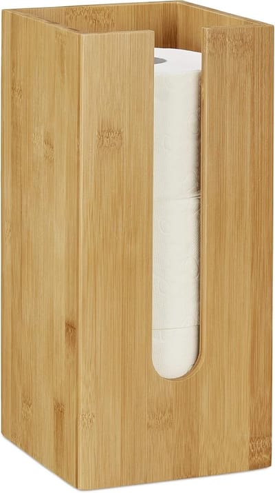 Reserverolhouder Staand voor 3 Rollen Toiletrolhouder opbergen - Bamboe - H x B x D ca. 33x15x15 cm - Natuur