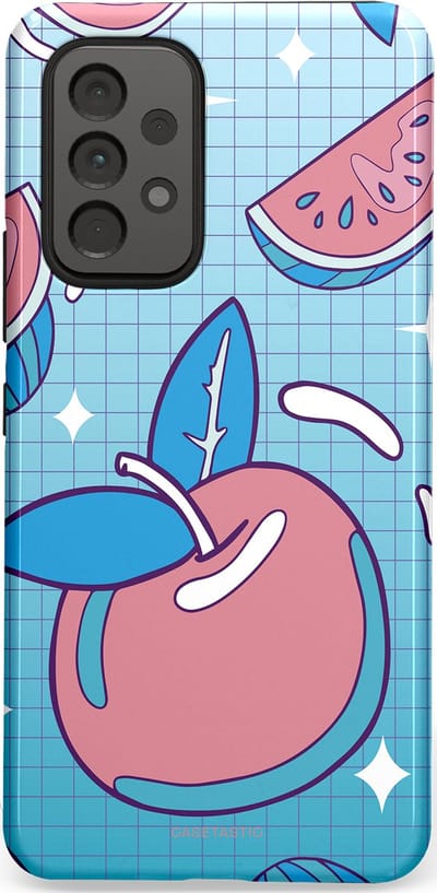 Casetastic Hoesje Geschikt voor Samsung A53 - Stijlvolle Beschermende Duo-layer Case - Fruitige appel ruitjes