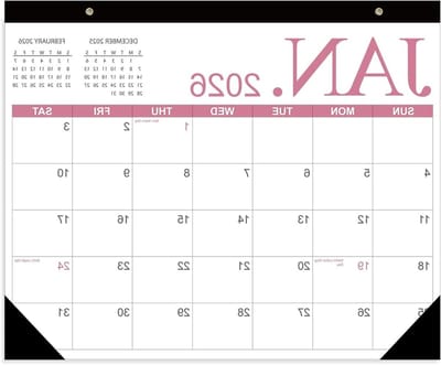 Kalender 2026-2027 - Bureaukalender Planners - Dagelijkse Planning - Feestdagen Gemarkeerd - 28 x 35 cm - Vier Kleuren