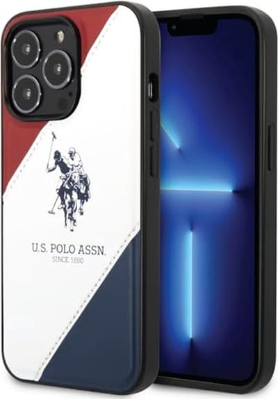 US Polo USHCP14LPSO3 Hulle fur iPhone 14 Pro 6,1" weiß/White Tricolor Embossed