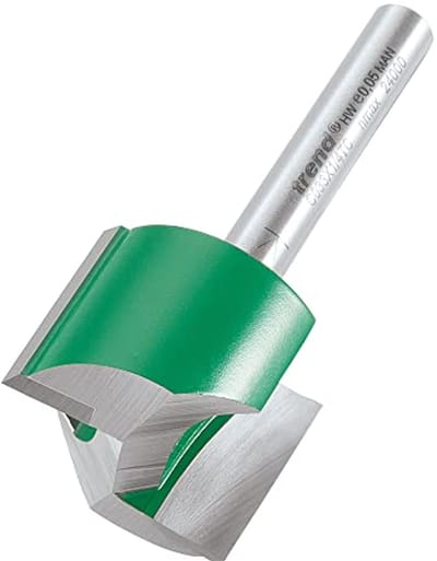 Rechte frees met twee fluiten, 1/4 inch schacht, 25,4 mm snijdiameter en 19,1 mm snijlengte
