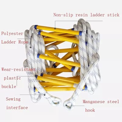 Touwladder Vluchtladder - Noodladder Brandtrap - Veilige Ontsnapping - Sterk Nylon Touw - 3 Meter Lengte - Geel Met Zwart