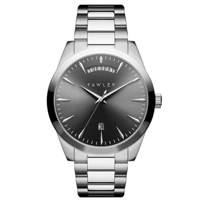 Eric | Grijs en Zilverkleurig Roestvrijstalen Horloge met Dag en Datum
