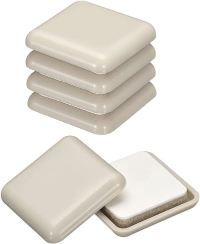 24 stuks zelfklevende meubelglijders 25x25x7mm voor tapijttegels, vinyl en houten vloeren, vierkante glijpads voor bescherming en stabiliteit