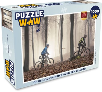 Puzzel Op de mountainbike over een bospad - Legpuzzel - Puzzel 1000 stukjes volwassenen
