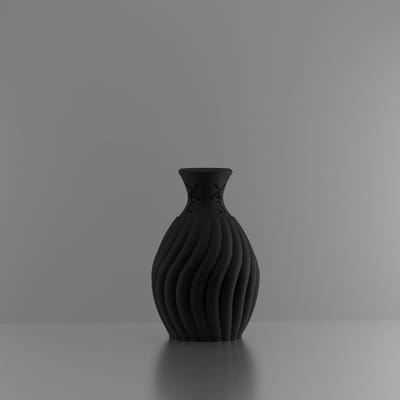 3d-gezellig Snoepje met molen - Vaas - Zwart - Maat 25 cm - Kunststof - Modern - Bloemenvaas -100% gerecycled PLA (bioplastic)