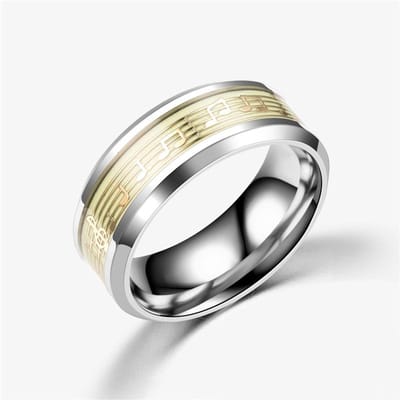 Bague en Acier Inoxydable, Anneaux Lumineux Brillant dans le Noir, Anneaux Motif Portée Musicale pour Hommes Femmes, Bijoux Bagues de Mariage Mode 9