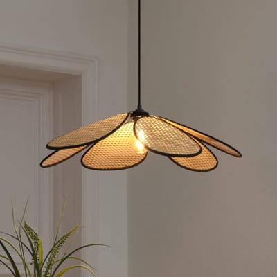 OSRAM DECOR Rattan Madelief Hanglamp 690mm E27 Bruin, Rattan, Metaal, natuurlijk, voor Eetkamer en Woonkamer