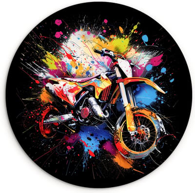 WallCircle® Wandcirkel 120x120 cm - Muurcirkel Graffiti - Sport - Motor - Motorcross - Kinderkamer - Muurdecoratie woonkamer - Wanddecoratie slaapkamer - Kamer decoratie accessoires - Ronde schilderijen - Woonaccessoires binnen cirkel