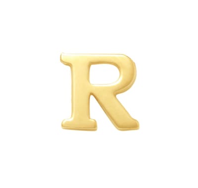 New Bling 9NBG-902R Gouden Letter Oorknop R - 1/2 paar - 14 Karaat - 3,6x3,5mm - Oorbel - Cadeau voor haar - Goud
