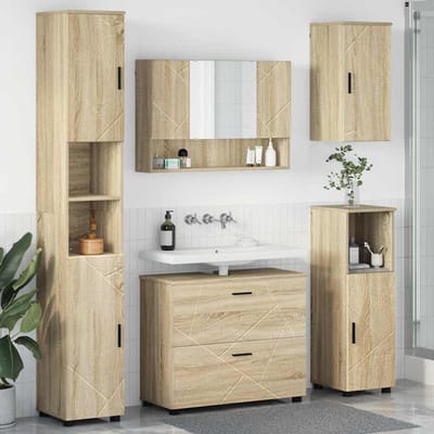 vidaXL - Badkamermeubel - Set - 5 - pcs - Sonoma - Eik - Samengesteld - Hout - en - Metaal