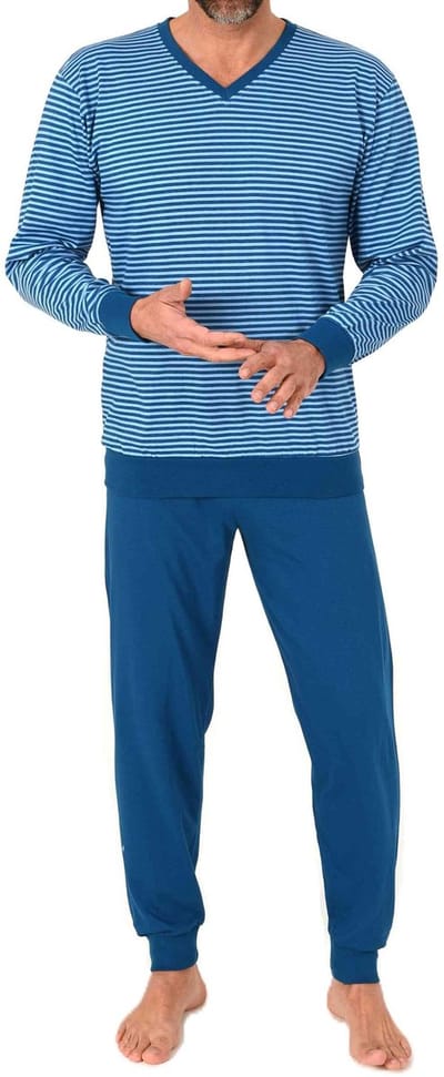 Normann herenpyjama met lange mouwen in elegante strepenlook