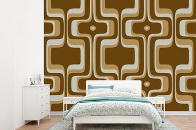 Behang - Fotobehang Retro - Design - Bruin - Breedte 360 cm x hoogte 260 cm