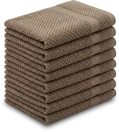 DoubleDry Popcorn Weave Gastendoekjes 30x50 cm - Set van 8 - 100% Katoen 450 g/m2 - OEKO-TEX Made in Green - Nougat